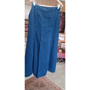 ANA size M long maxi skirt elastic waist dark blue rayon a-line